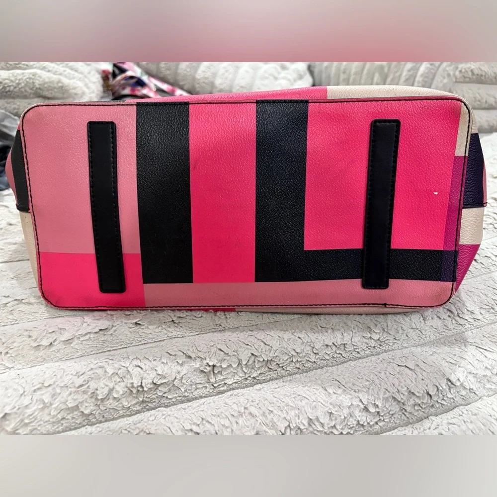 Kate Spade Geometric Colorblock Pink and Navy Tote - Picture 4 of 7